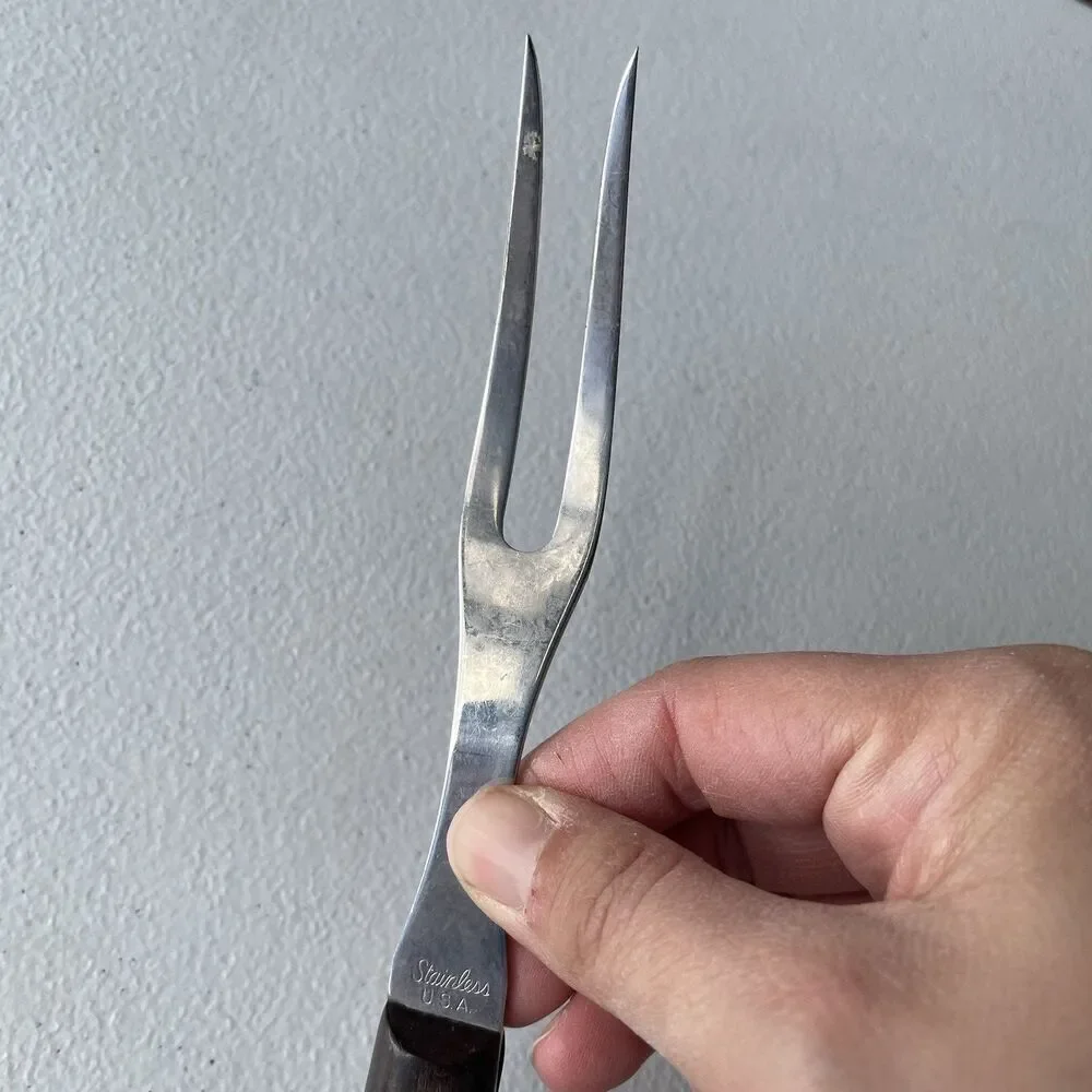 Vintage Carving Fork Made in USA Stainless Steel 9